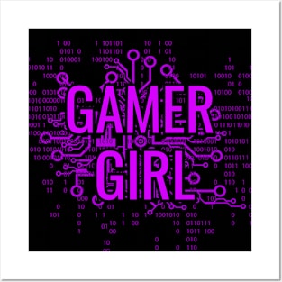 GAMER GIRL Purple cyber circuit Posters and Art